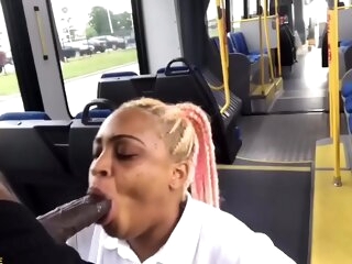 Houston College Hyacinthine Slut Drains Black Monster Cock On Set forth Bus
